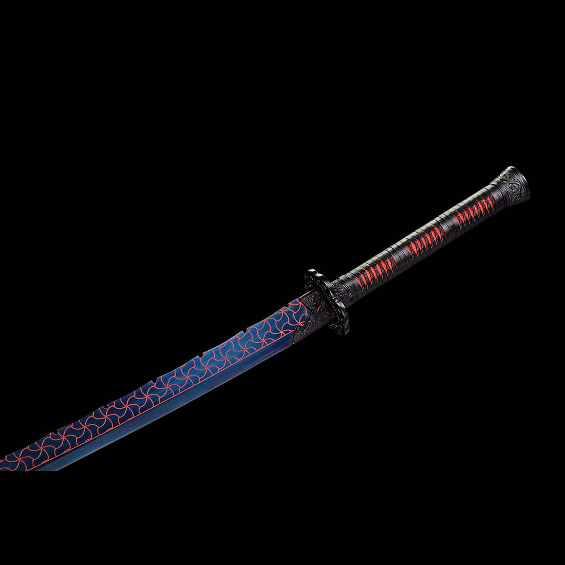 Handmade Quenched Blue Burnt Flower Blade Katana Sword Spring Steel Samurai Sword Full Tang