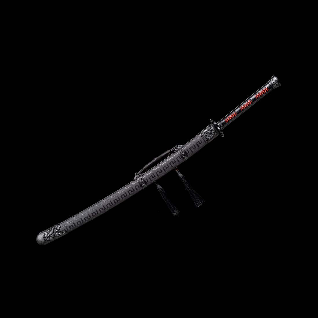 Handmade Quenched Blue Burnt Flower Blade Katana Sword Spring Steel Samurai Sword Full Tang