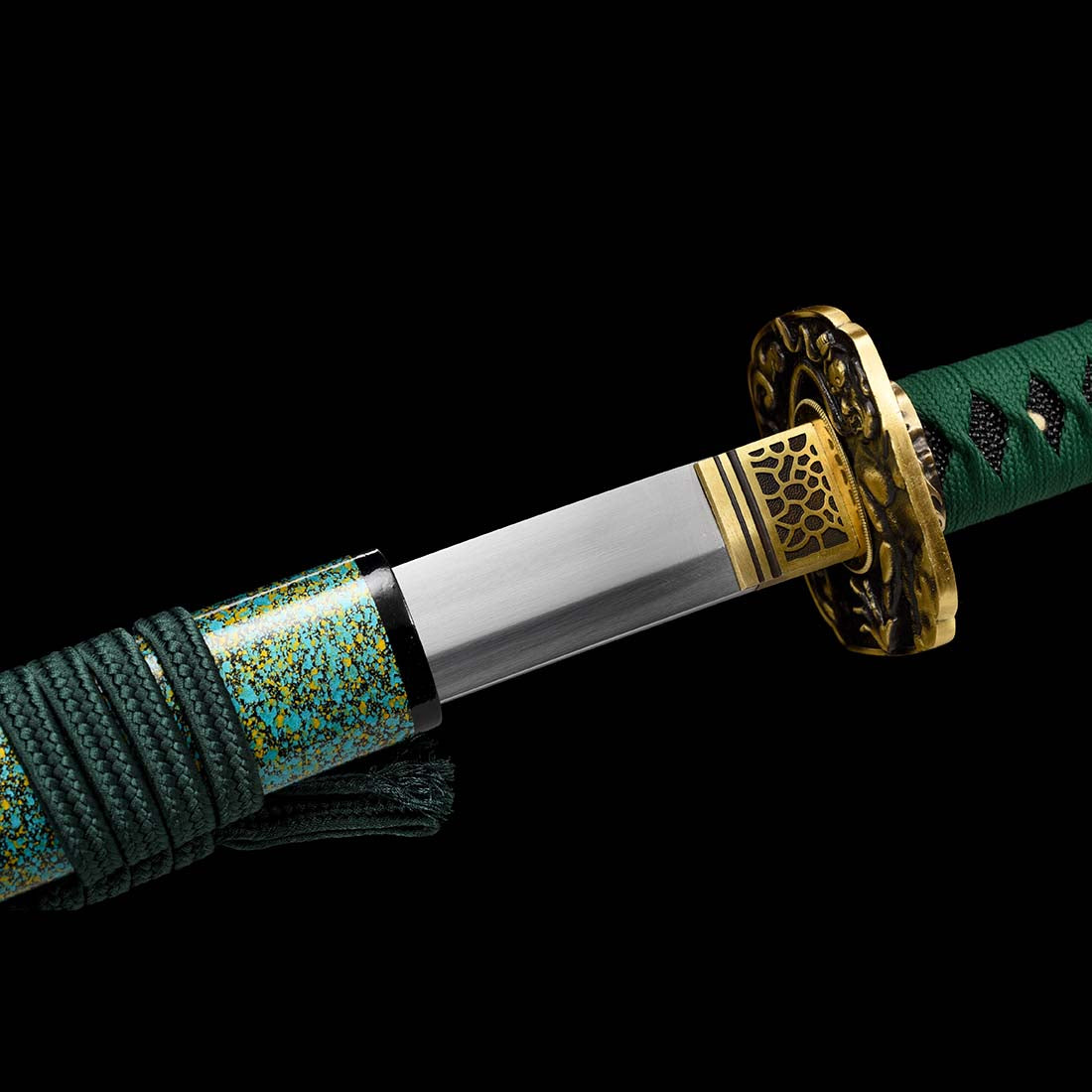 Handmade Sanctuary Blade Katana Sword 1060 Carbon Steel Samurai Sword Full Tang Green Saya