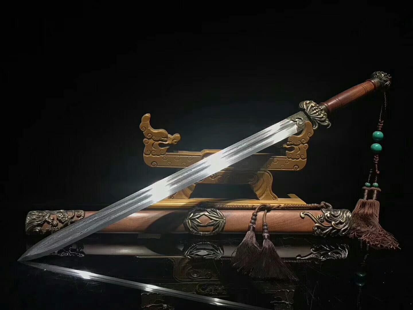 Gentleman Sword,Damascus steel bade,Rosewood scabbard,Brass