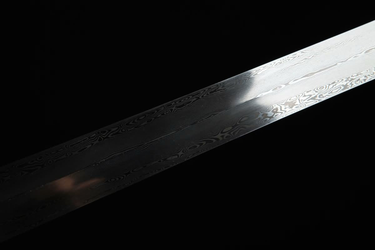 Tai Chi jian,Forged Damascus blade,Brass Fittings,Ebony Scabbard