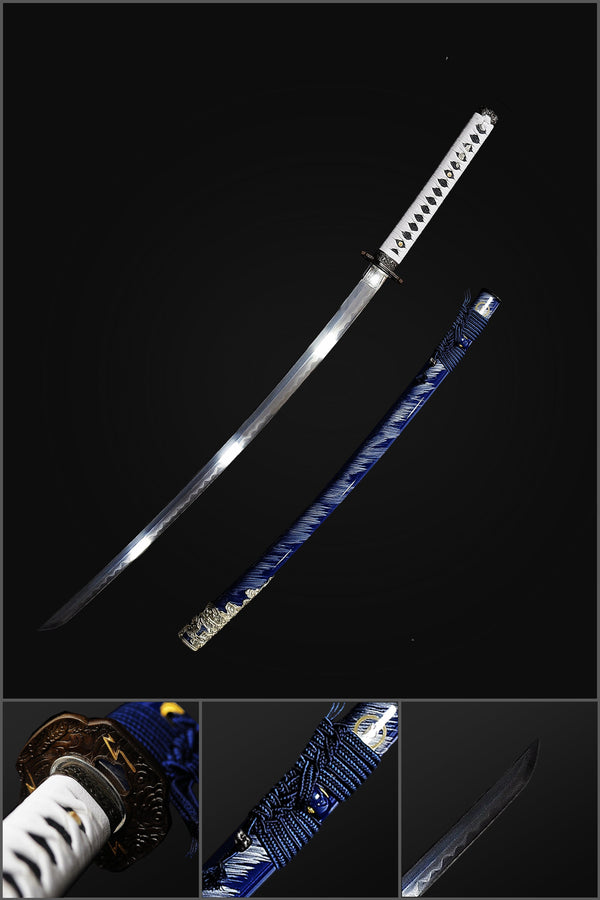 Hand Forged The Storm of Clan Sakai Sword, Ghost of Tsushima Replica Sword, High-end Sword 1095 Folded Steel Clay Tempered