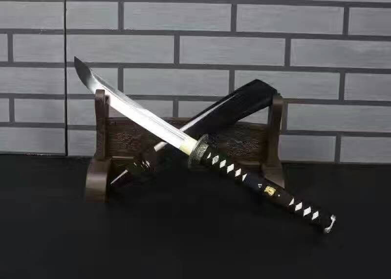 Wakizashi,High carbon steel blade,Black paint Scabbard