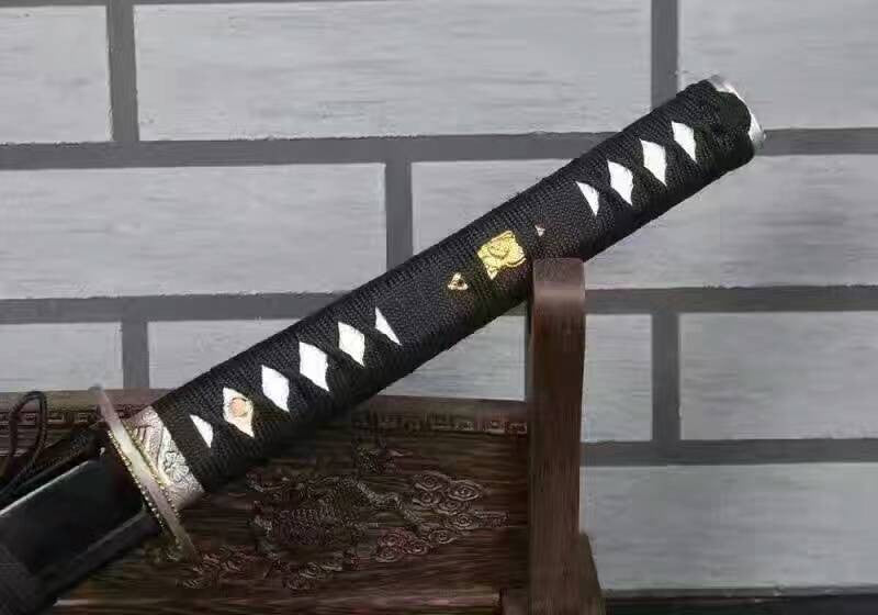 Wakizashi,High carbon steel blade,Black paint Scabbard