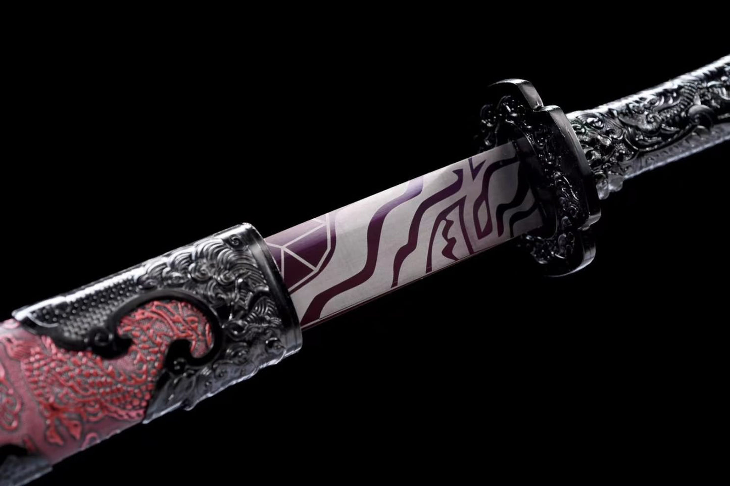 Embroidery Spring Sword-Handcrafted High carbon Steel Blade with Laser Engraved Patterns,Rosewood Scabbard,Alloy Fittings