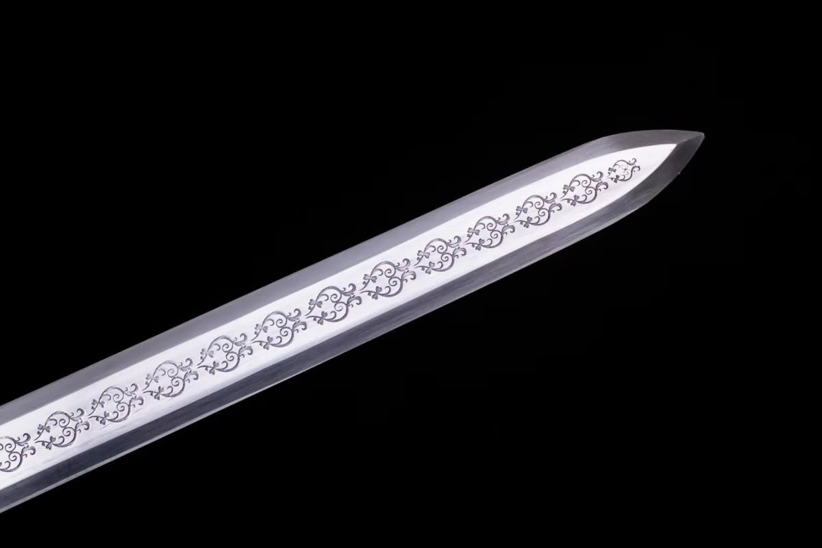 Han jian,High carbon steel etch blade,Alloy handle,White scabbard