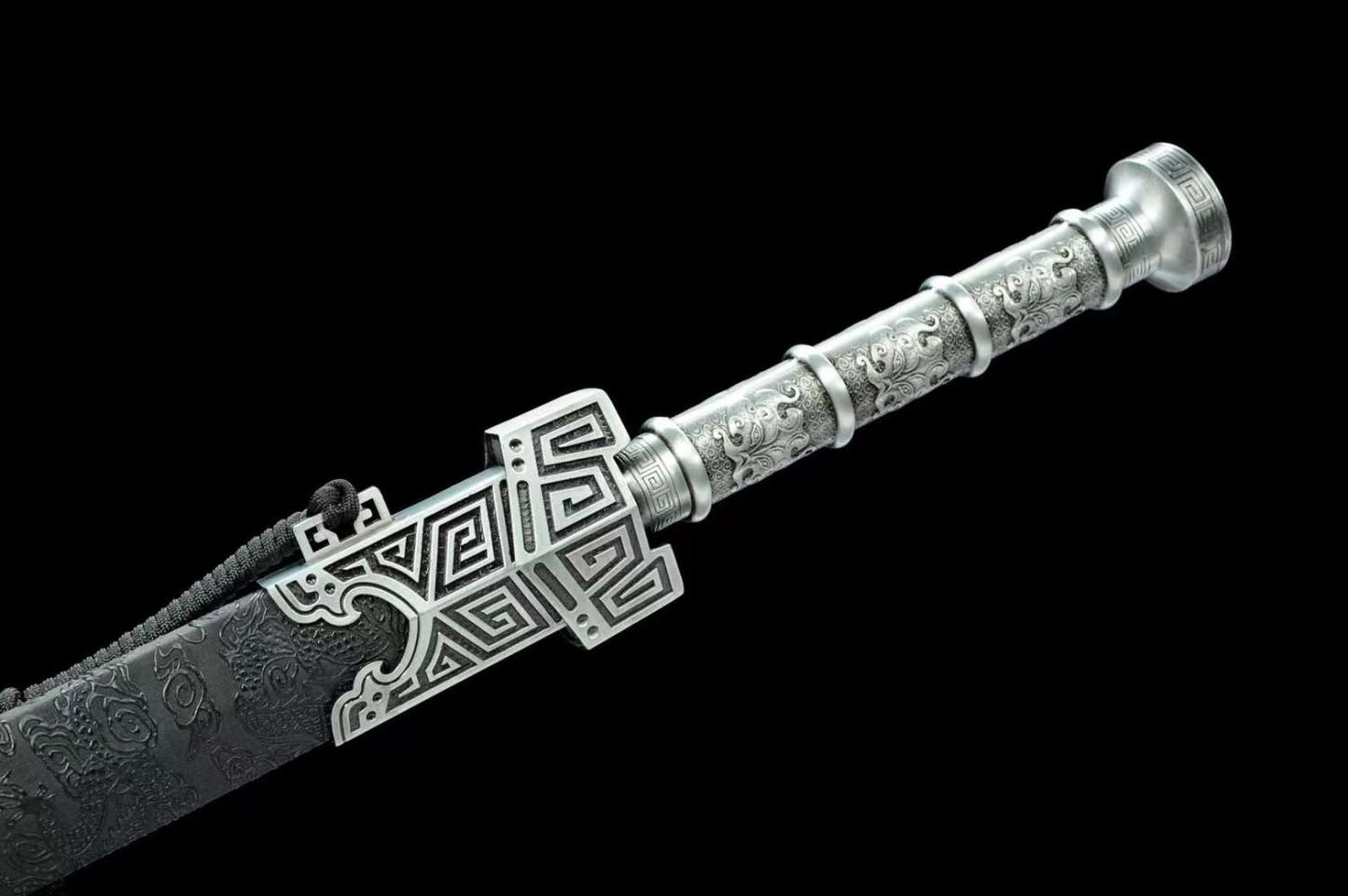 Qin Dynasty Style Sword-Traditional Forged High Carbon Steel-Faux Leather Scabbard