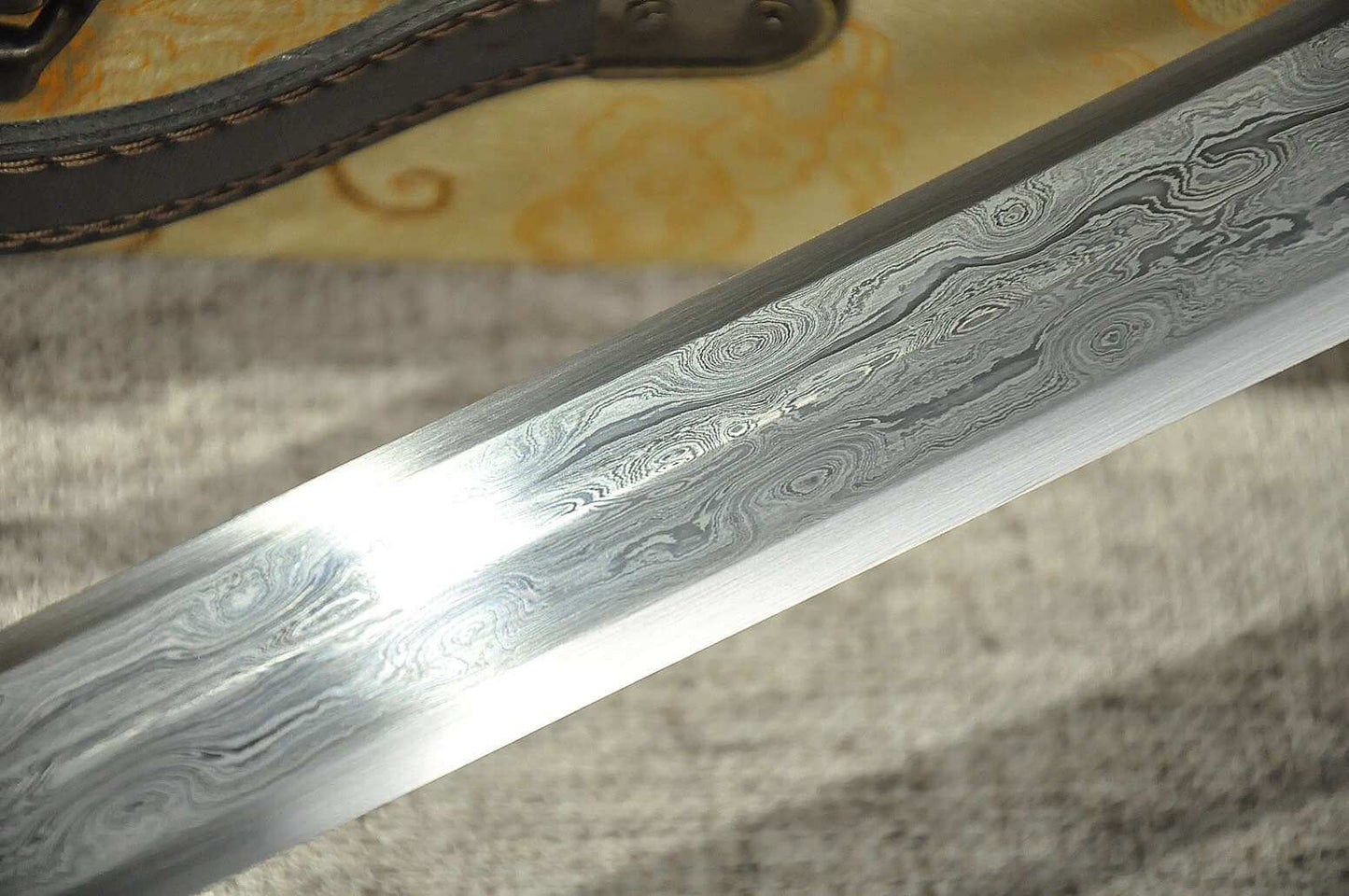 Counteract evil force sword,Damascus steel blade,Ebony Scabbard,Brass fittings