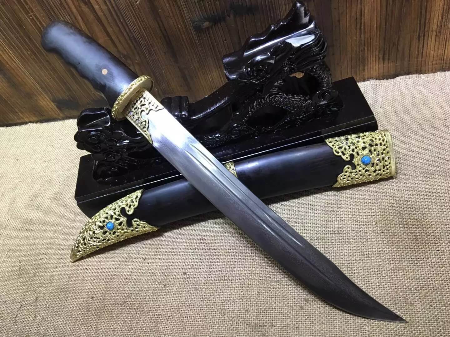 Persian sword,Damascus steel blade,Ebony scabbard,Length 20 inch