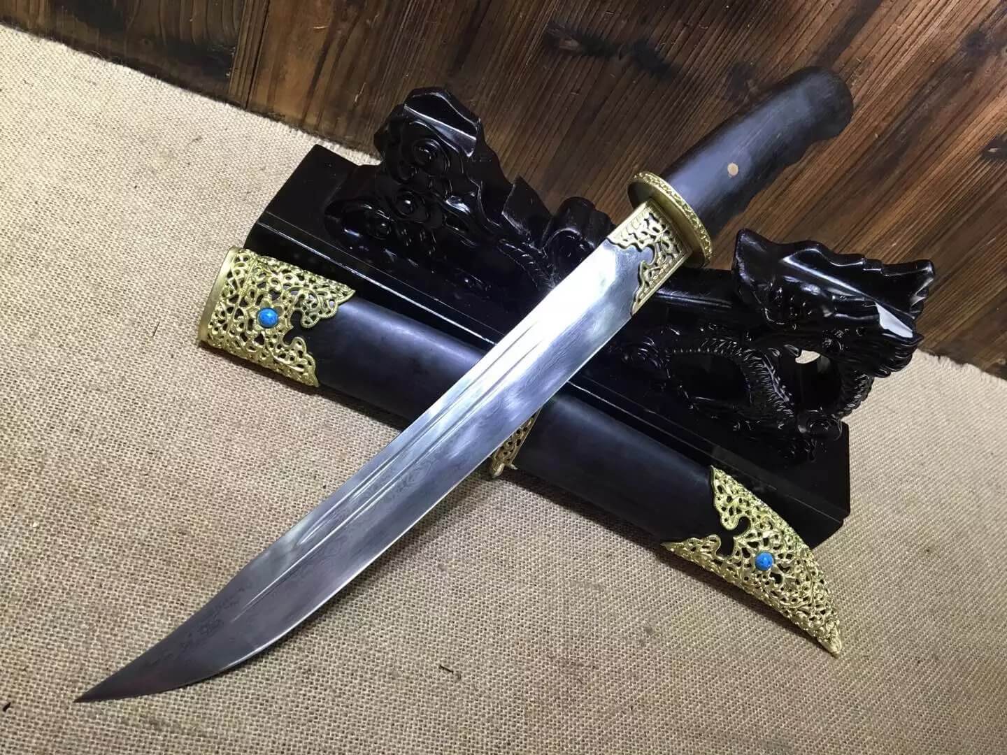 Persian sword,Damascus steel blade,Ebony scabbard,Length 20 inch