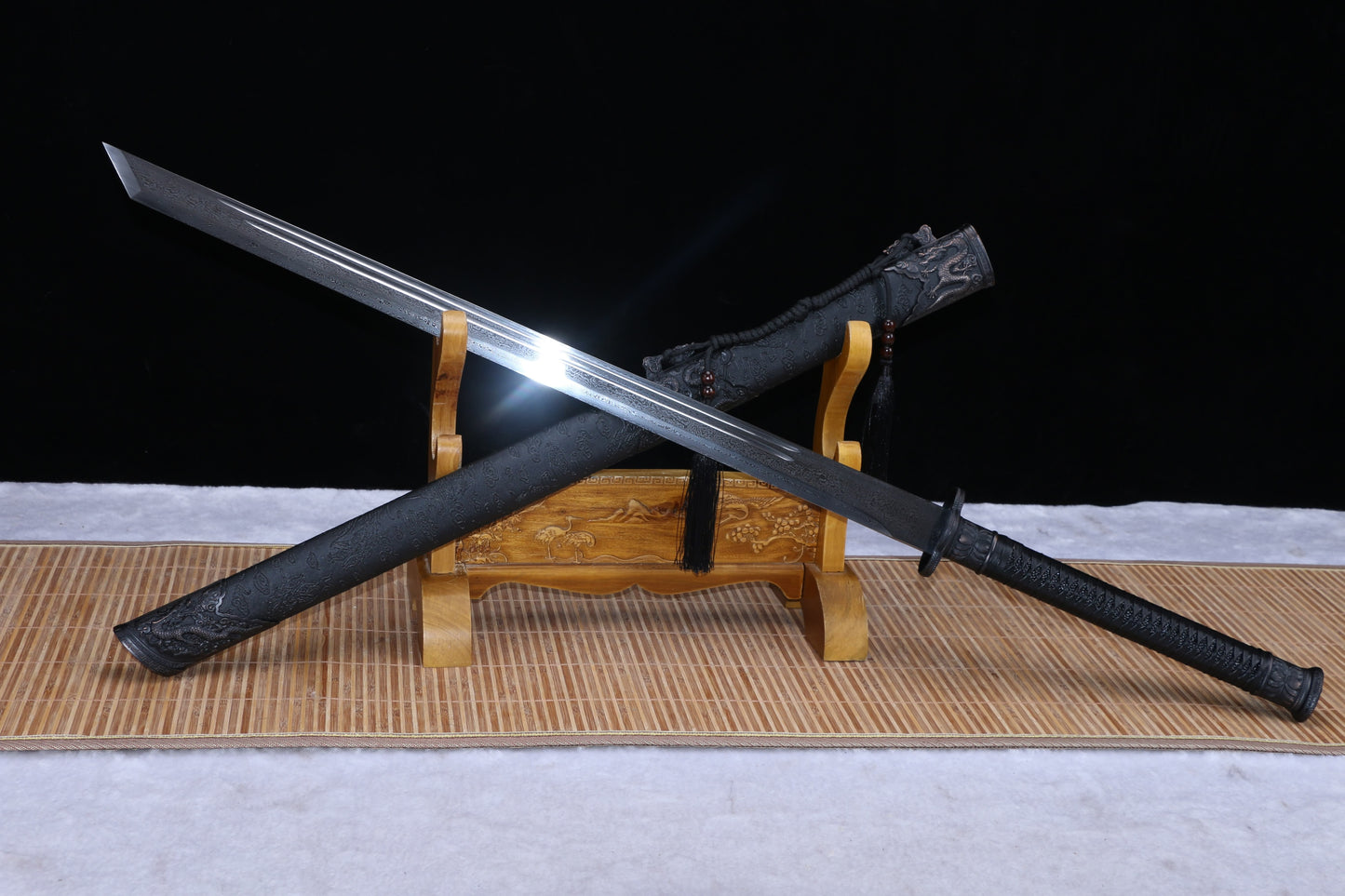 Black Gold dao Sword Real,Forged Damascus Blade,Alloy Fittings,Full Tang