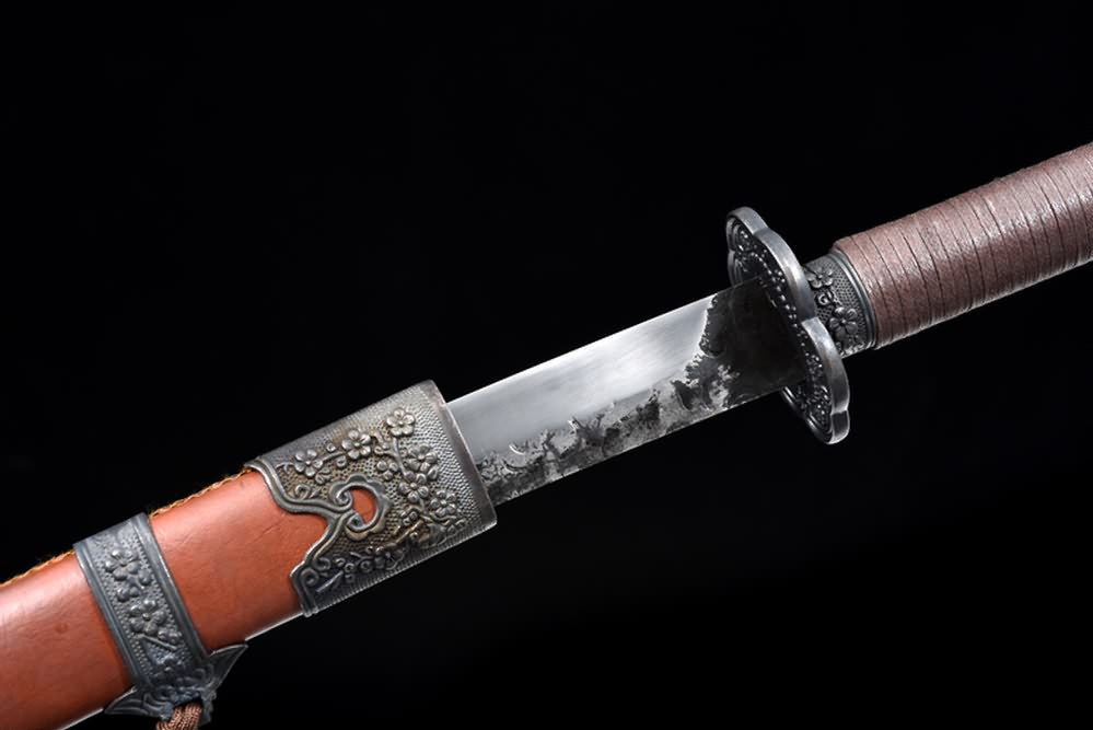 Qing Sword,Broadsword,High Carbon Steel Blade,Leather Scabbard