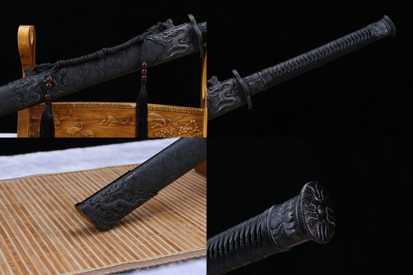 Black Gold dao Sword Real,Forged Damascus Blade,Alloy Fittings,Full Tang