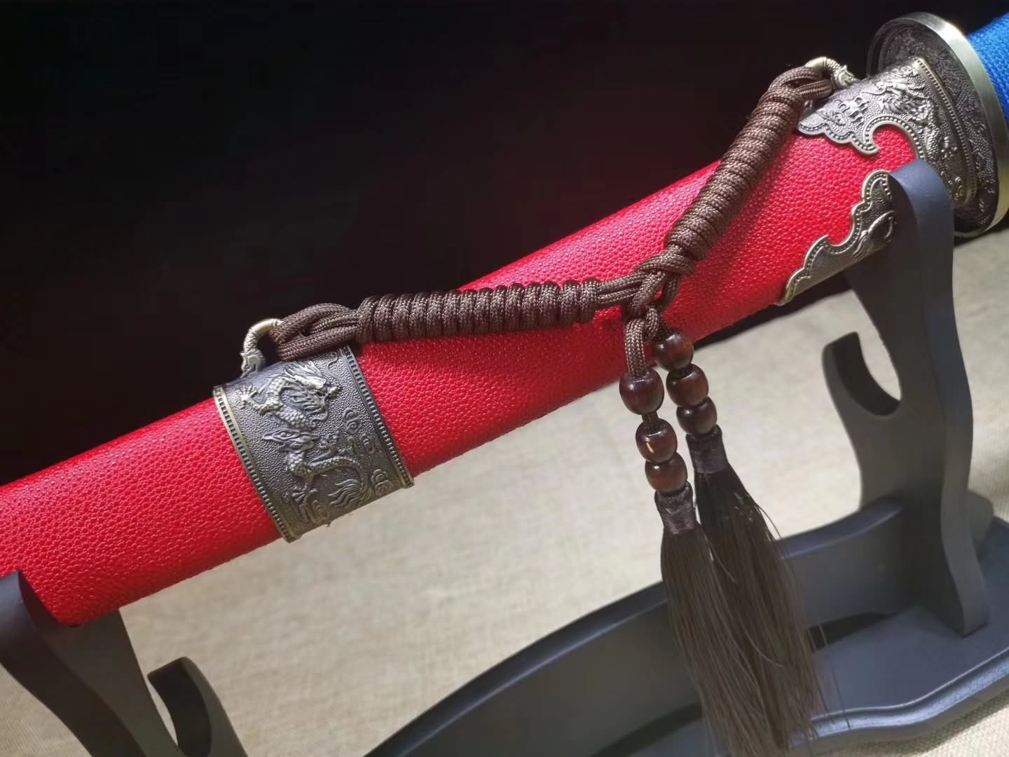 Qing dao sword,High carbon steel blade,Red scabbard,Alloy fittings