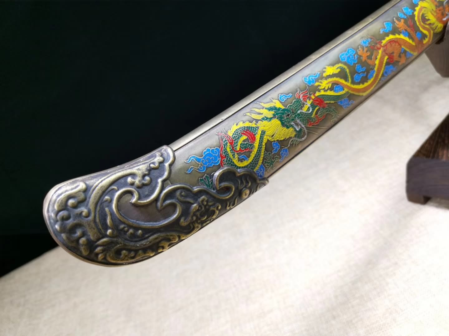 Brass scabbard,Qing dao,Handmade Damascus steel blade&handmade art