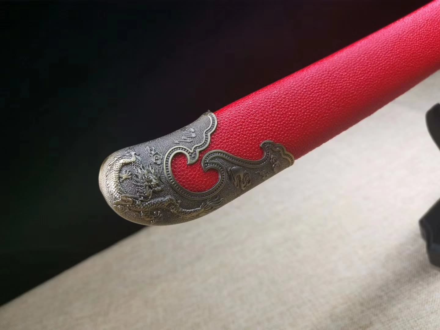 Qing dao sword,High carbon steel blade,Red scabbard,Alloy fittings