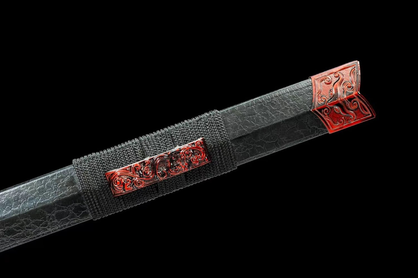 Traditional Chinese Sword High carbon Steel Blade with Blood-Red Hollow Design