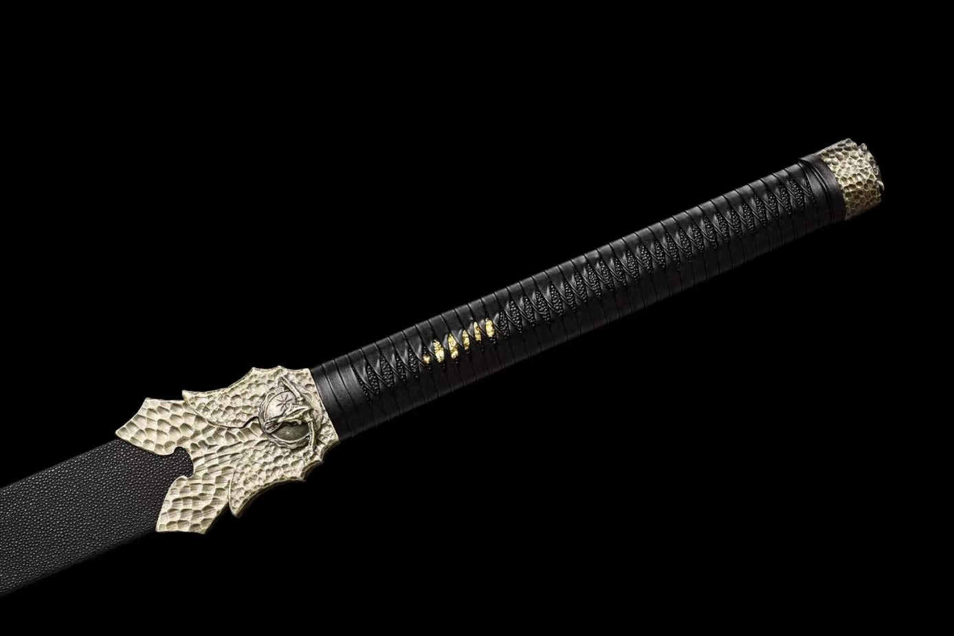 Black Gold Ancient Sabre Swords Real Forged high Carbon Steel Etch Blade