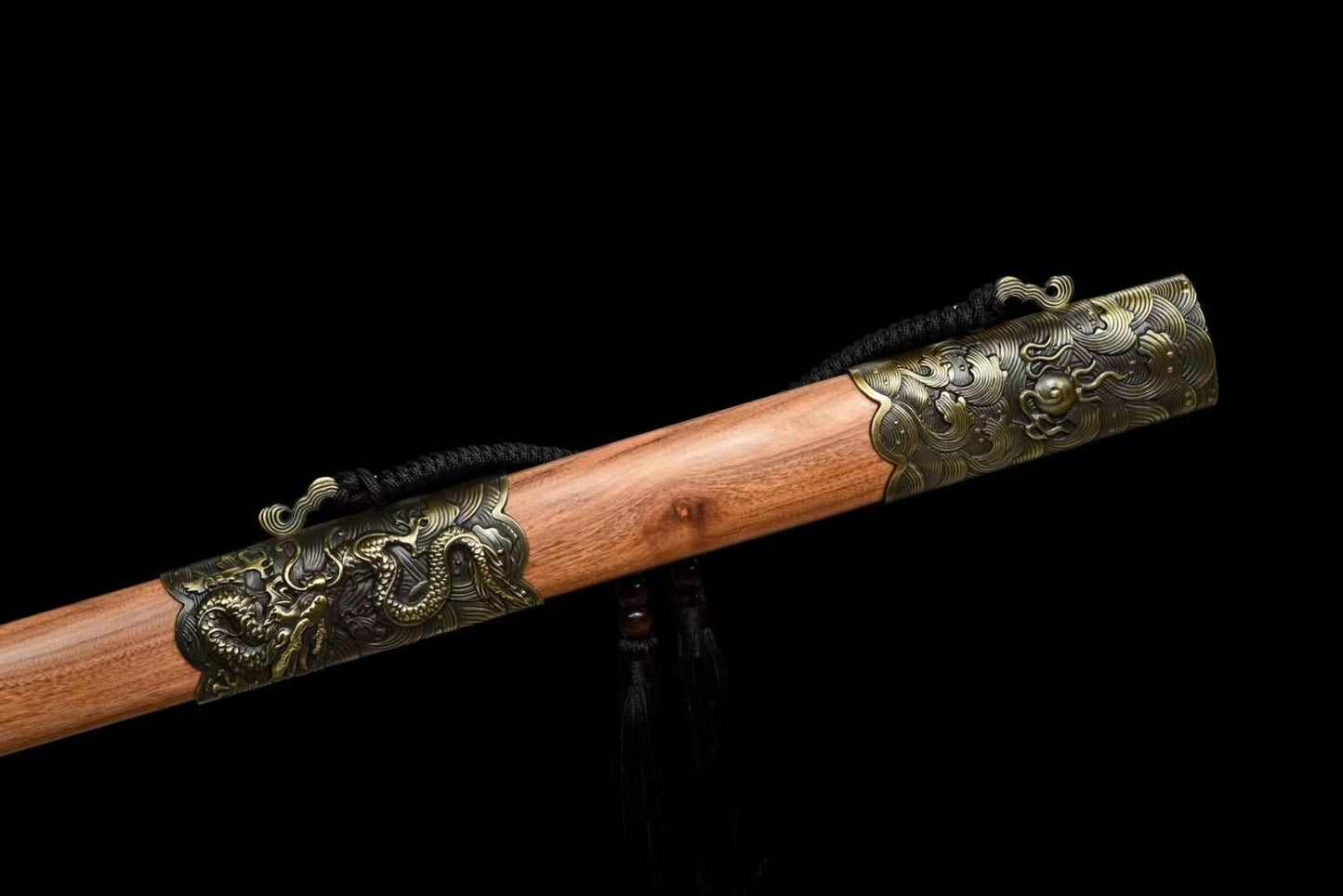 Dragon King Jian Sword-Genuine Damascus Steel Blade,Elegant Alloy Fittings,and Exquisite Rosewood Scabbard