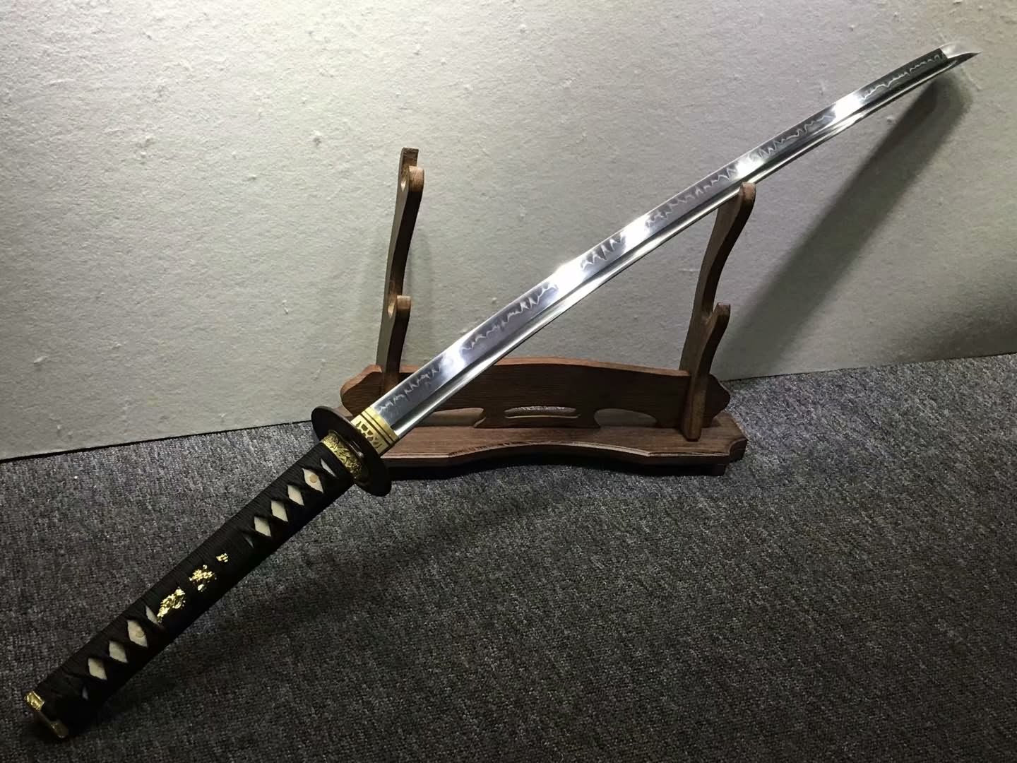 Samurai sword,Handmade,High carbon steel burn blade,Brass,Full tang,C