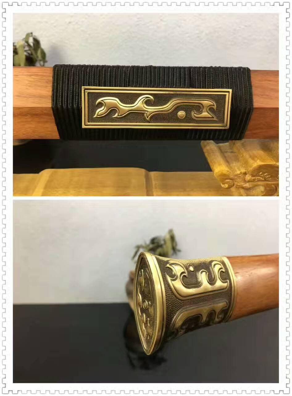 Dragon han sword,Folding steel blade,Acid wooden scabbard/Brass fittings