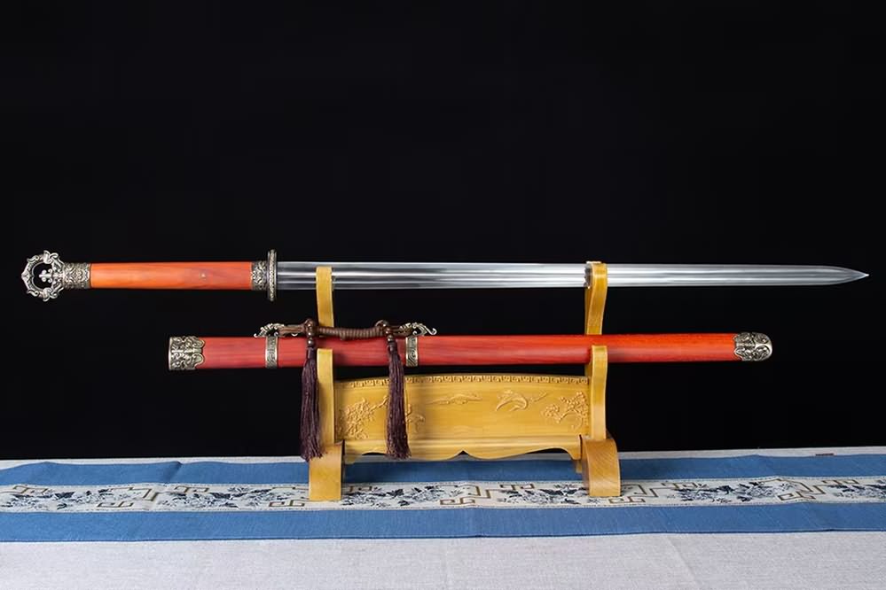 Tang jian,Battle Ready,Forged High Manganese Steel Blades,Redwood Scabbard