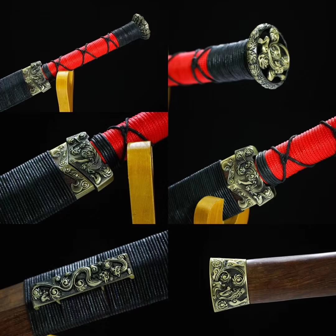 Chibi jian,High Carbon Steel blade,Rosewood,Alloy,Full Tang&Handmade art