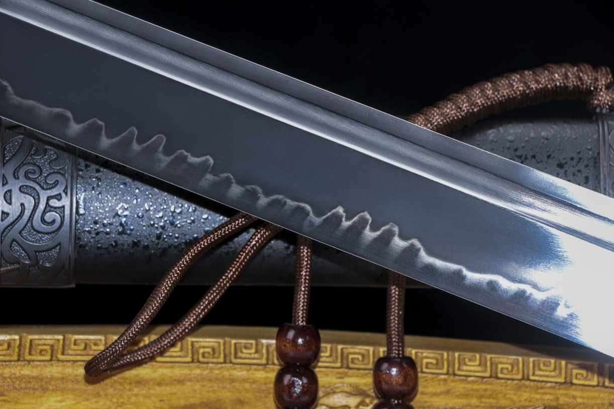 Black gold dao sword real,High carbon steel burn blade,Black scabbard