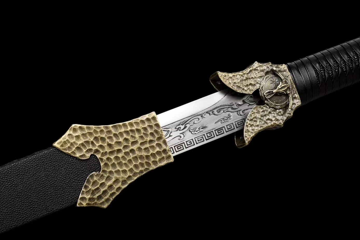 Black Gold Ancient Sabre Swords Real Forged high Carbon Steel Etch Blade