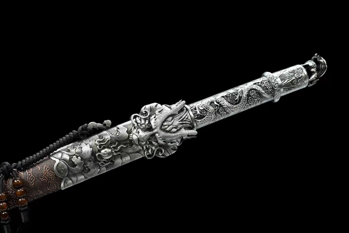 Dragon King Swords with Forged High Carbon Steel Etched Blade-Faux Leather Scabbard