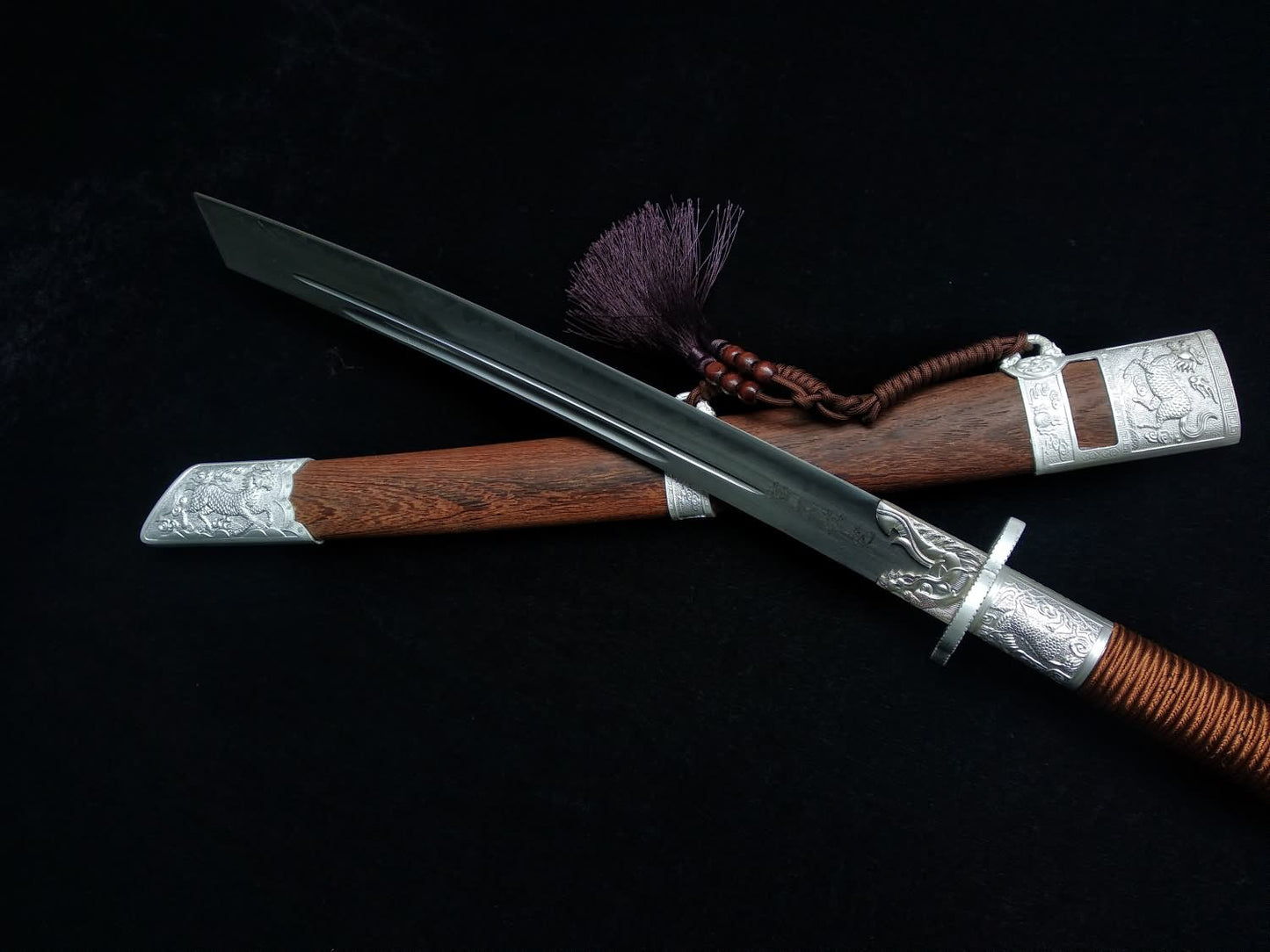 Kangxi Dao,Broadsword,High carbon steel burn Blade,Rosewood