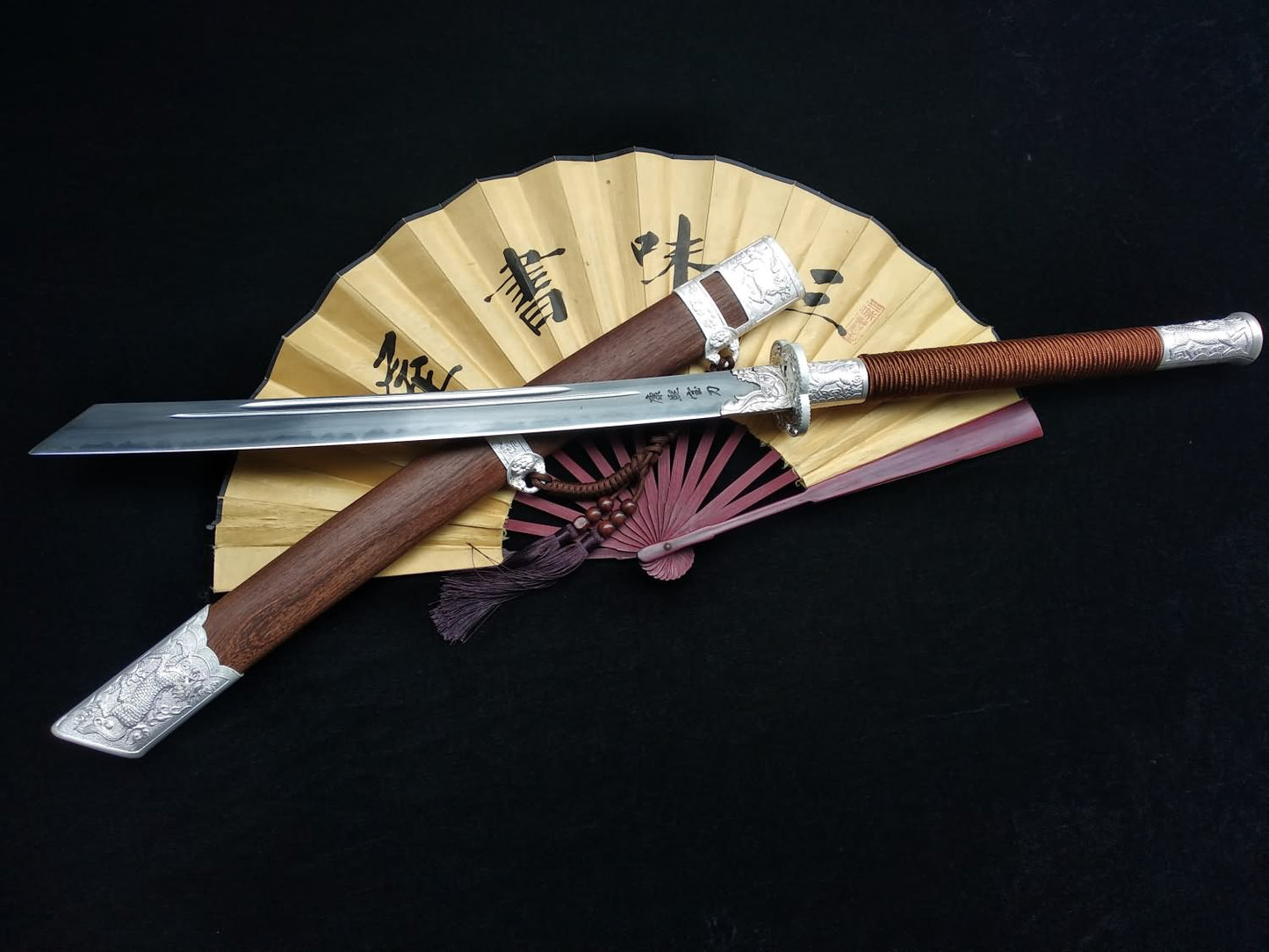 Kangxi Dao,Broadsword,High carbon steel burn Blade,Rosewood