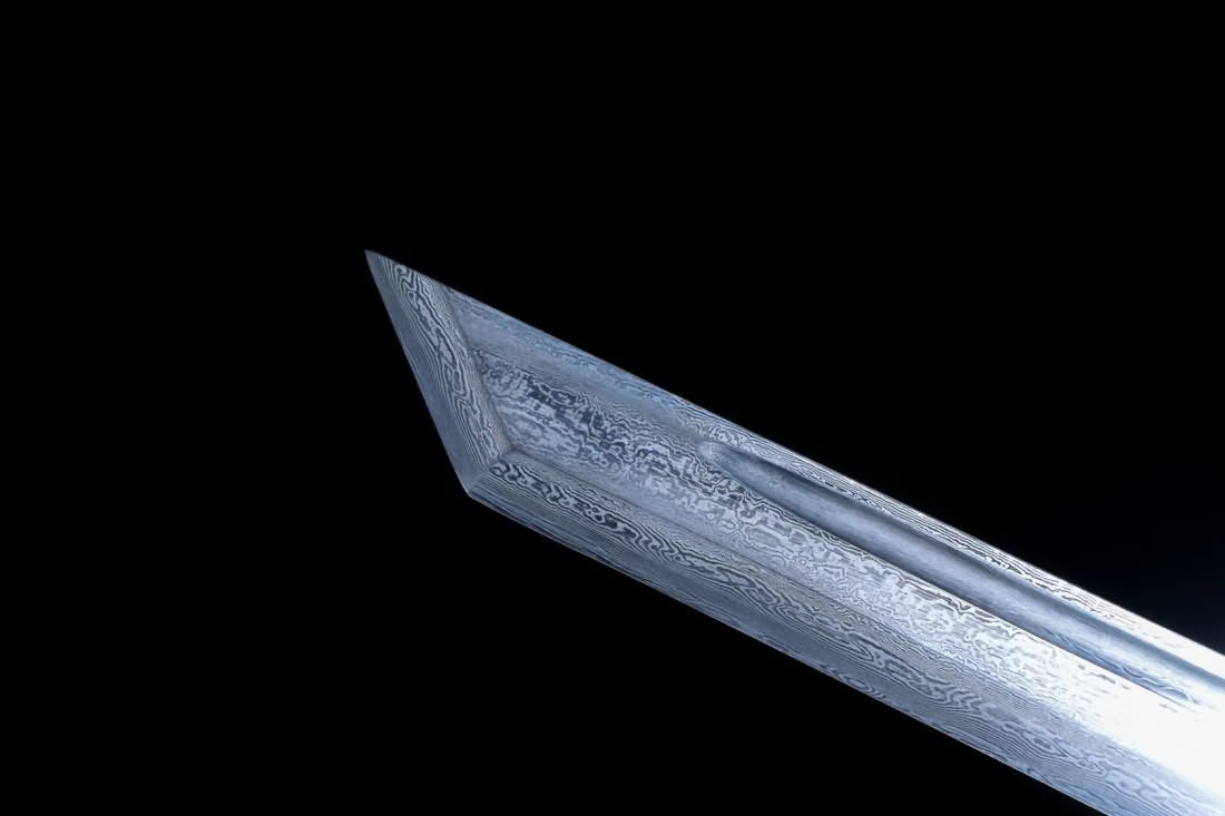 Broadsword,Damascus steel blade,Leather scabbard,Chinese sword