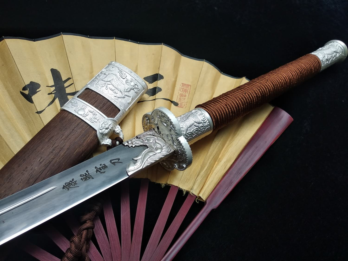 Kangxi Dao,Broadsword,High carbon steel burn Blade,Rosewood