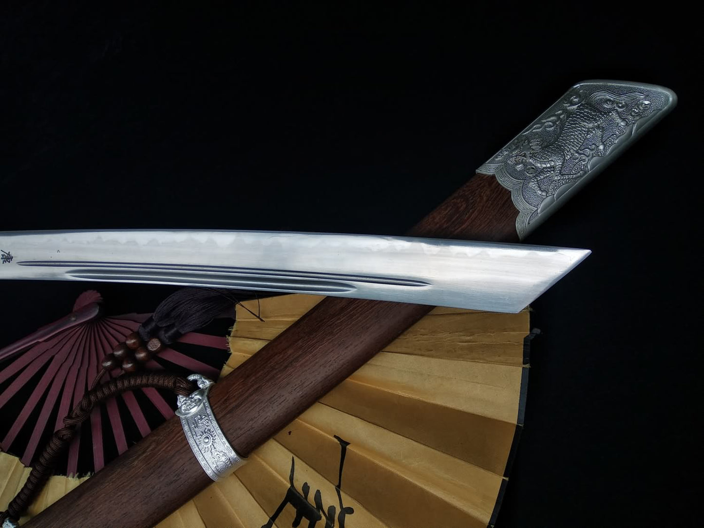 Kangxi Dao,Broadsword,High carbon steel burn Blade,Rosewood