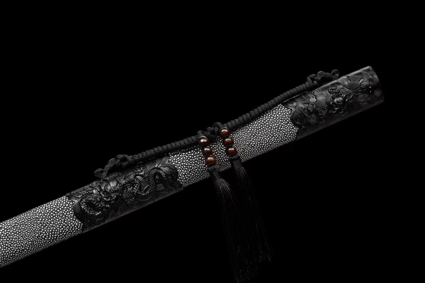 Dragon King Swords Real High Carbon Steel Blades,Alloy Fittings,PU Scabbard