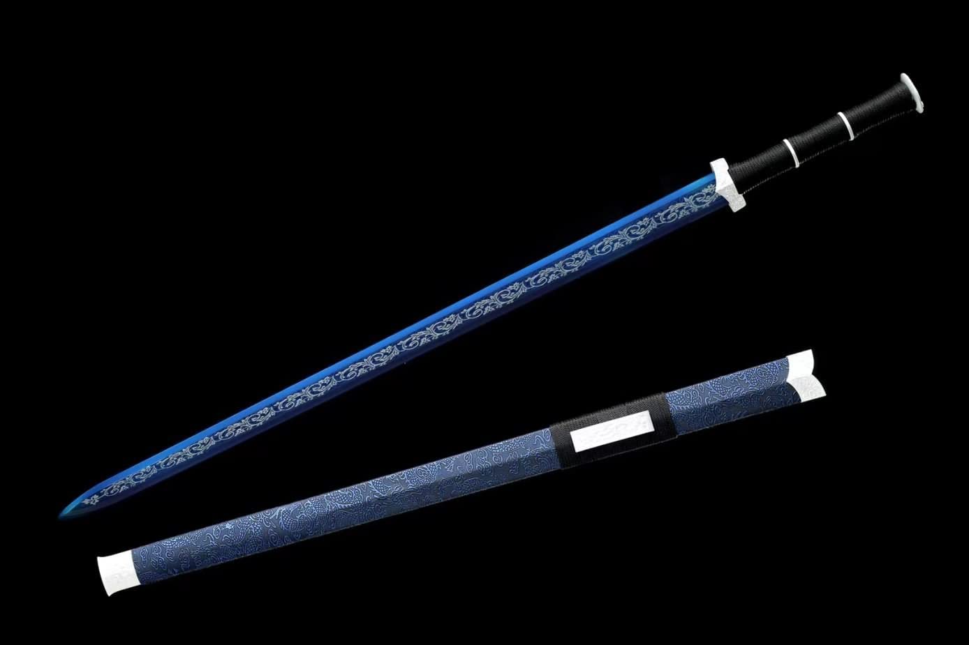 Han jian Swords trainings high Carbon Steel Blue Blade,Alloy Fittings