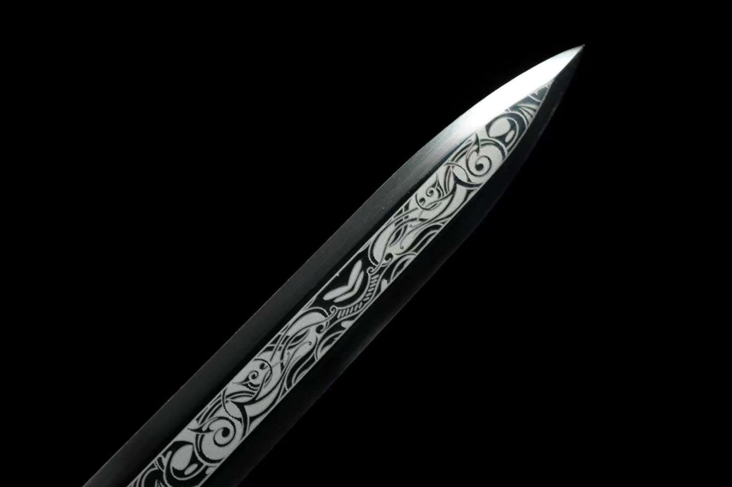 Qin Dynasty Style Sword-Traditional Forged High Carbon Steel-Faux Leather Scabbard