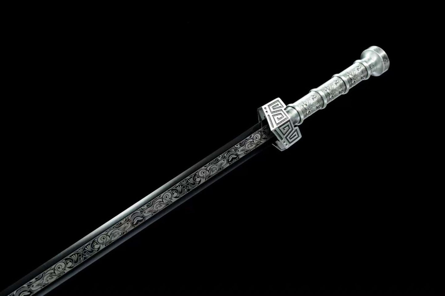 Qin Dynasty Style Sword-Traditional Forged High Carbon Steel-Faux Leather Scabbard