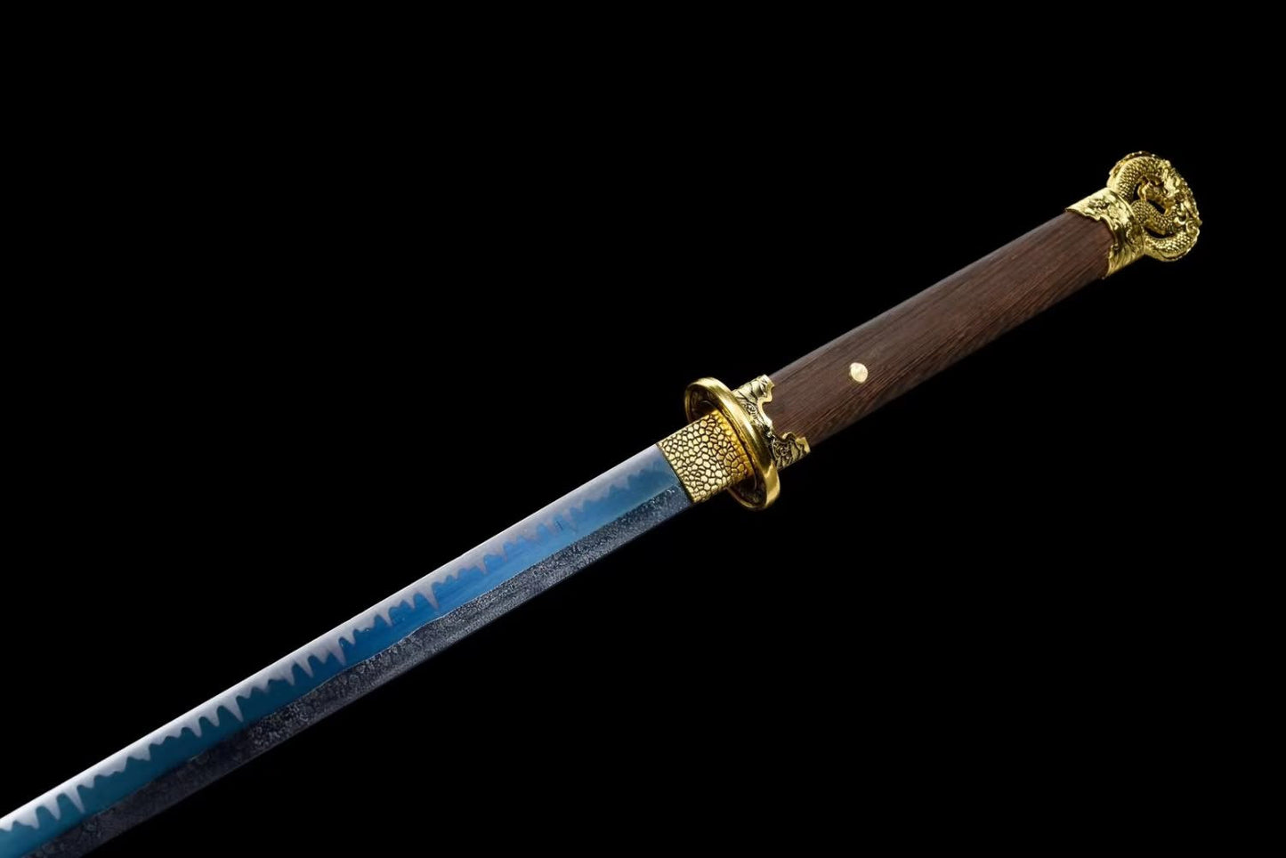 Dragon Tang dao Forged high Carbon Steel Blue Blade,Alloy Fittings,Rosewood Scabbard