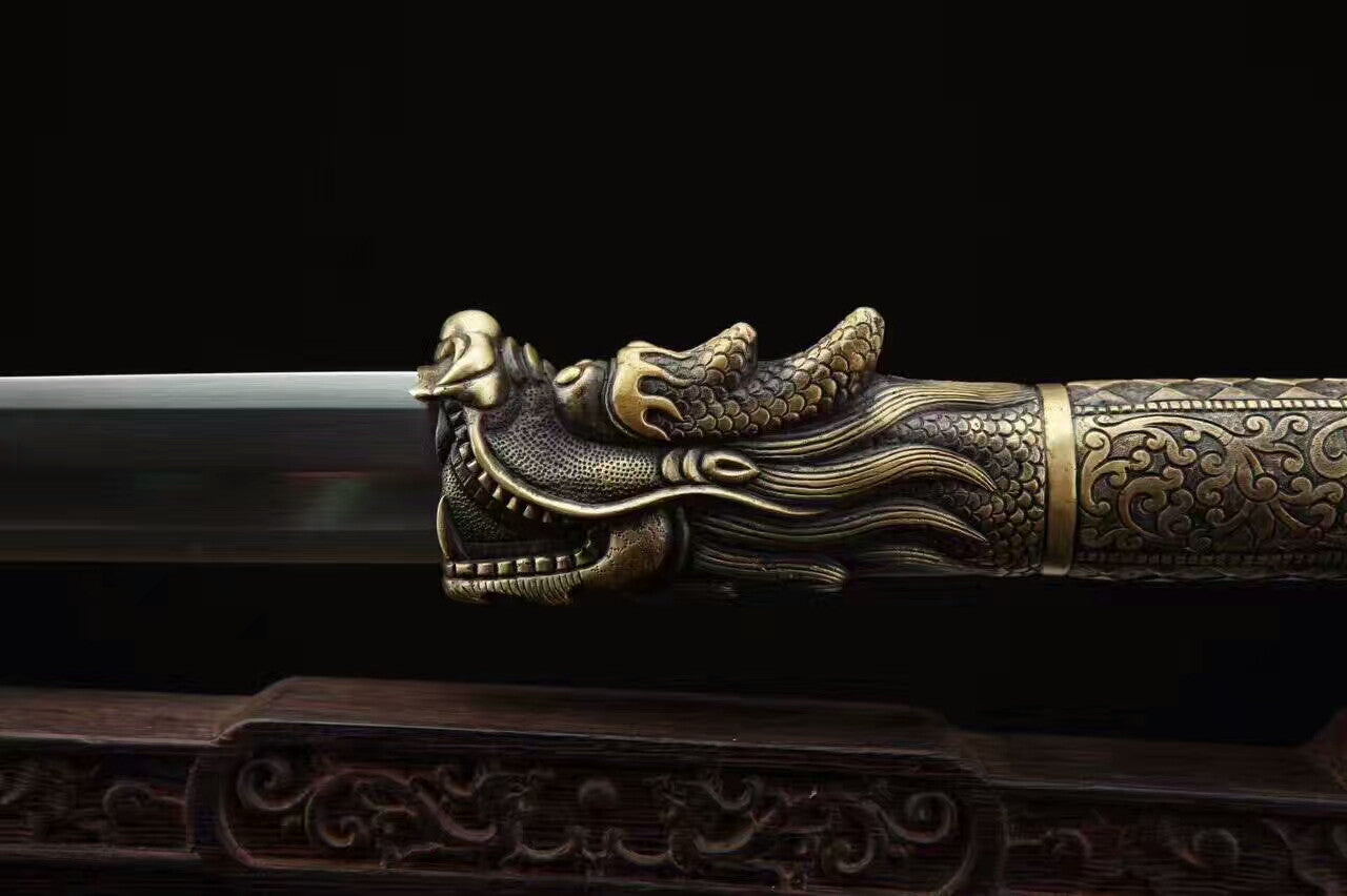 Dragon sword(Damascus Steel blade,Leather scabbard,Brass)Length 31"