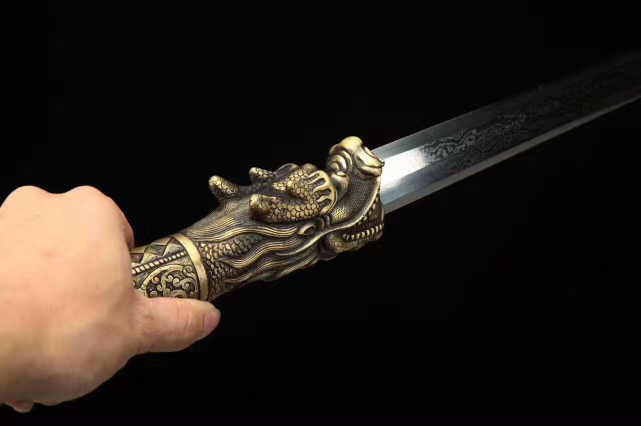 Dragon sword(Damascus Steel blade,Leather scabbard,Brass)Length 31"