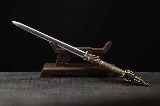 Dragon sword(Damascus Steel blade,Leather scabbard,Brass)Length 31"