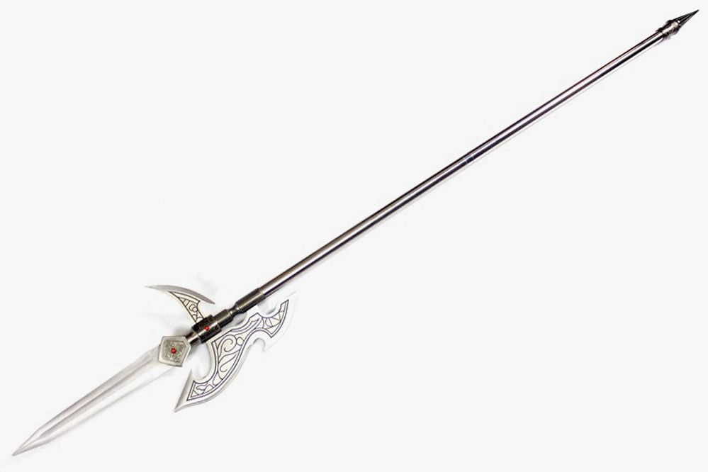 Silver cut Halberd/Chinese spear/Stainless steel Spearhead and rod,Length 74 inch