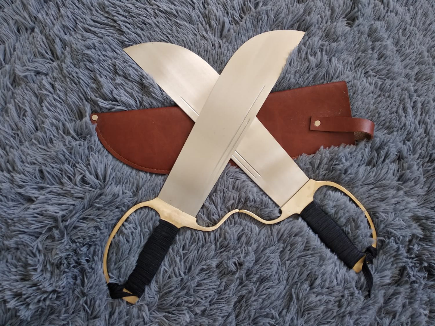 Wing Chun Bart Cham Dao,Stainless steel blade,Leather,Brass