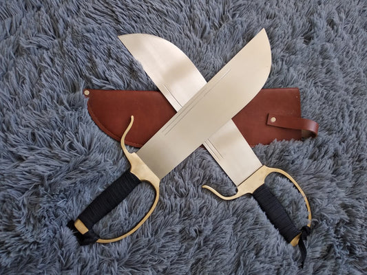 Wing Chun Bart Cham Dao,Stainless steel blade,Leather,Brass