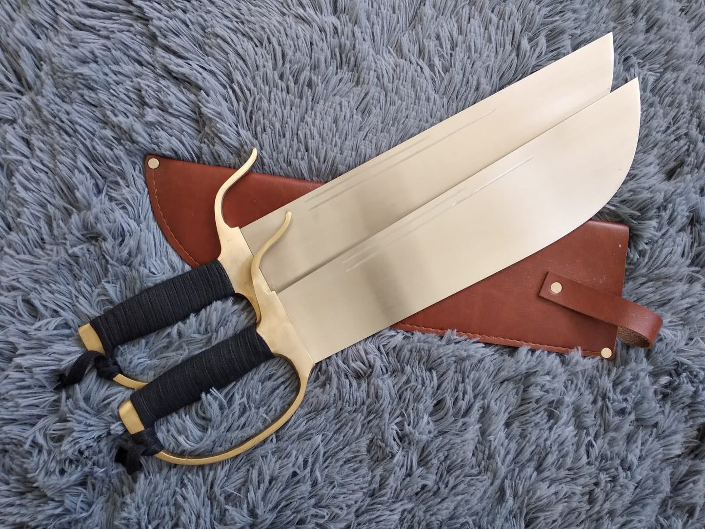 Wing Chun Bart Cham Dao,Stainless steel blade,Leather,Brass