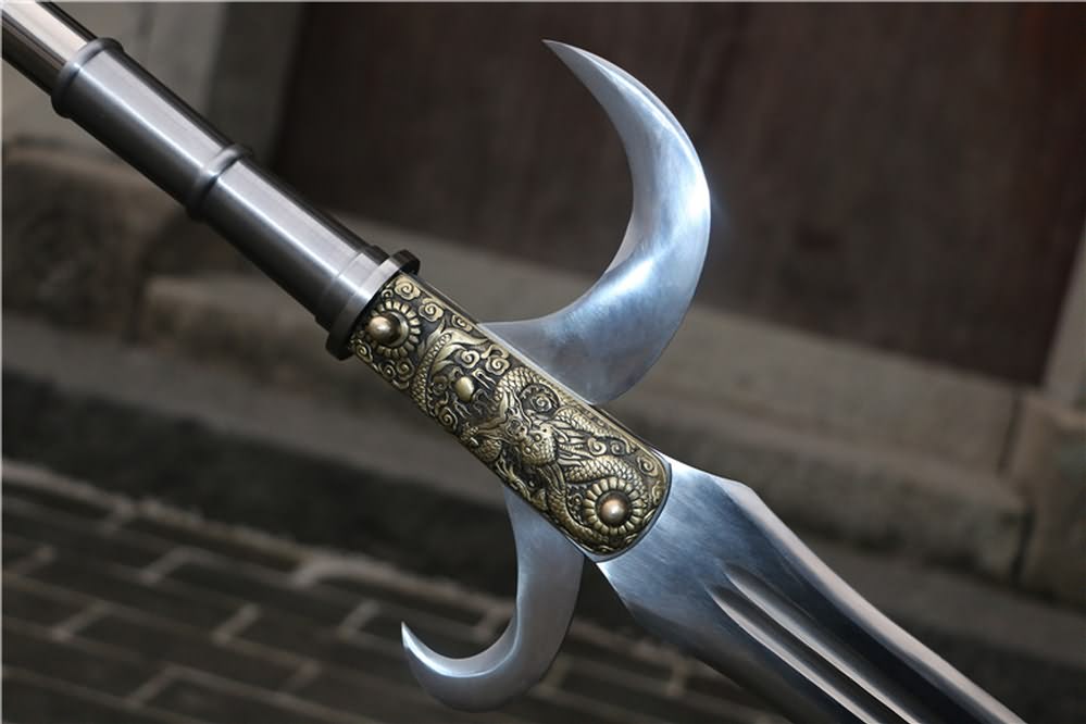 Spear with hooked sickle,kamayari,High carbon steel blade,Cold weapon