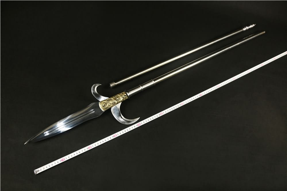 Spear with hooked sickle,kamayari,High carbon steel blade,Cold weapon