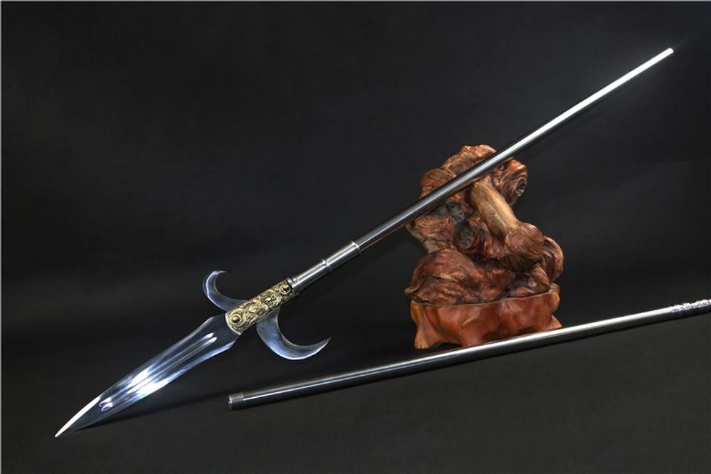 Spear with hooked sickle,kamayari,High carbon steel blade,Cold weapon